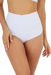 [MISMI] Women High Waisted Bathing Suit Bottoms Tummy Control Bikini Bottom Swimsuit High Cut Swim Bottom