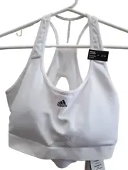 Adidas White Support Removeable Pads Training Sports Bra Size LDD Medium Support