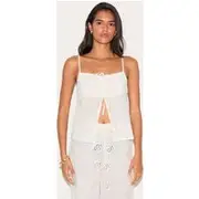 White Broderie Swirl Detail Floaty Top, White