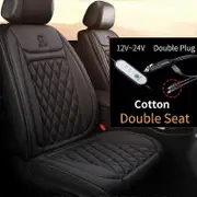2PCS Heated Car Seat Cover 30' Fast Heating 12V-24V Heating Car Seat Cushion Universal Three Gears Car Heater Thicken for Winter 2pc Black Cotton