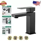 Water-Saving Matte Black Faucet with Deck Plate for Stylish Bathroom Upgrades
