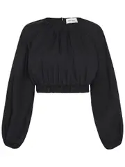 Matteau | Shirred Blouse in Black | The UNDONE