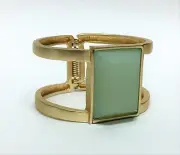 NEW TAHARI ANTIQUE GOLD TONE,SEMI PRECIOUS TEAL,HINGE BANGLE BRACELET