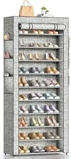 [Bonkiss] Covered Shoe Rack Tall Metal Shoes Rack Organizer for Entryway Garage Closet Tall Shoe Shelf Shoe Storage Cabinet Free Standing Large Garage Shoes Racks Organizer