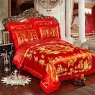 Silk Cotton Satin Jacquard Luxury Wedding Bedding Set Lace Duvet Cover Bed Sheet