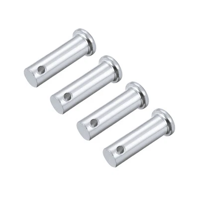 Single Hole Clevis Pins10mm x 30mm Flat Head Zinc-Plating Solid Steel Pin 4Pcs