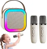 Karaoke Speaker with 2 Wireless Microphones, Microphone and Speaker Set, Portable Wireless Karaoke Speaker with 2 Wireless Microphones for Birthday Parties, Home, Outdoor