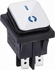 KLVN KCD4 Stainless Steel Waterproof Rocker Switch ON-OFF4/6Pin Electrical Equipment Switch with LED Power Supply 16A 250V/20A 125VAC(Blue)