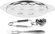 LALADEFIEE 1Set Stainless Steel Escargot Dish Seafood Plate with Compartments for Home Restaurant Use Dishwasher Safe Snail Serving Plate for Escargot Dinner