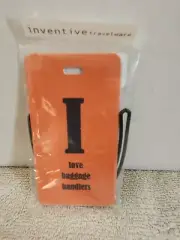 Inventive Travelware " I Love Baggage Handlers" Orange Luggage Tag