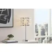 Stylish Chrome Elegant Crystal Shade Table Lamp 24 in.