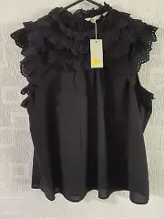 BODEN Black Broderie sleeveless cotton Top size 22 NEW. T1025