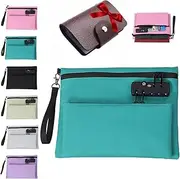 [Generic] Travel Lock Bag, Money Bag with Lock and Zipper, Travel Locks Bags for Personal Items, Double Layer Anti-Theft Cash Certificates Organizer, for Passports, Notary Supplies, Valuable Storage (Blue)