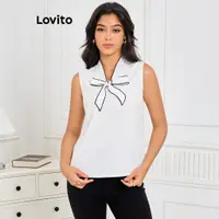 在飛比找蝦皮商城優惠-Lovito 女用優雅素色撞色綁帶抽繩襯衫 LBL09246