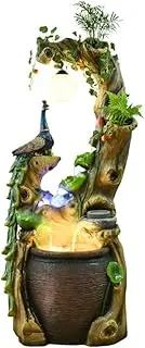 LWQCHW Nature-Inspired Water Fountain with Peacock Design, LED Lighting, and Flowing Water – 152cm Tall Decor for Home or Garden