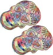 OSALADI 2Pcs Skull Shaped Decorative Patches for DIY Clothing Accessories Sequin and Gauze Material for Costumes Fashionable Coat and Outfit Decor for Crafts and