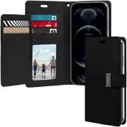 Goospery iPhone 13 Flip Wallet Case Cover Extra Card Slots Apple [Black]