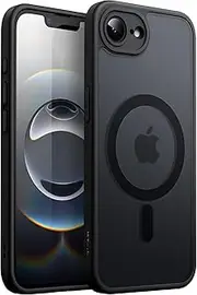 JETech Magnetic Case for iPhone 16e 6.1-Inch 2025 Compatible with MagSafe, Translucent Matte Back Slim Shockproof Phone Cover (Black)