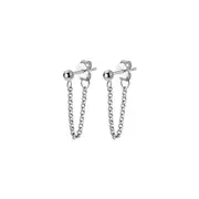 ANYCO Fashion Earrings Silver 925 Sterling Gothic Cuban Link Chain Hanging Stud for Women Piercing Jewelry