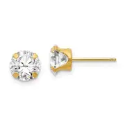 Madi K Kid's Earrings 14k Yellow Gold 6.5mm White Cubic Zirconia Post