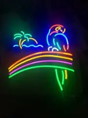 Rainbow Parrot Palm Tree 20"x16" Neon Sign Lamp Bar With Dimmer