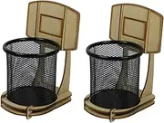 COHEALI 2pcs Basketball Stand Pen Holder Kitchen Multifunctional Dispensers Novelty Theme Stationery Transparent Supply Document Display Equipment Desk Organizer Creative Wooden