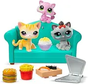 Littlest Pet Shop - Special Dinner Set with 3 Animals and Accessories - Littlest Pet Shop LPS Cat Sushi Set - Mini Animal Figures Play Set - Toy for Children from 4 Years - BF00636