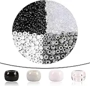 1200pcs Pony Beads Bulk,9mm Plastic Beads Jewellery Making Supplies,4 Styles Neutral Pony Beads for Bracelet Making Kit,Hair Beads for Braids,for Jewellery Making DIY Crafts