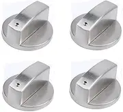 Stove Knob, 4 Pack 6mm Zinc Alloy Control Knob Oven Switch Universal Silver Gas Stove Control Knobs for Oven Cooktop Gas Stove