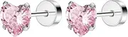 [Niaspi] 20G CZ Heart Flat Back Cartilage Stud Earrings for Women Stainless Steel Post Labret Studs Lip Rings Internal Thread Conch Helix Tragus Studs Earrings Cute Cartilage Piercing Jewelry 6mm