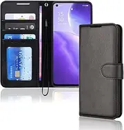 TECHGEAR Leather Case Oppo Find X3 Lite, PU Leather Flip Case Protective Leather Case [Wallet] Mobile Phone Case with Stand and Hand Strap Pouch Compatible with Oppo Find X3 Lite 5G - Black