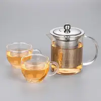 在飛比找ETMall東森購物網優惠-耐熱玻璃茶壺350毫升不銹鋼內膽過濾花草茶壺套裝品茗小茶壺茶