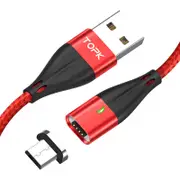 1M Magnetic Cable Quick Charge 3.0 Fast Charging Micro USB Data Cable for Mobile Phone RED COLOR
