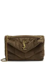 Saint Laurent Lou Puffer Small Suede Shoulder bag - Brown ONE SIZE