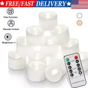 12Pcs LED Tea Lights Flameless Flicker w/ Timer Candles Lamp Battery Operated US