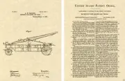 1st FIRE LADDER TRUCK US PATENT Art Print READY TO FRAME!! 1895 Cairnes Engine