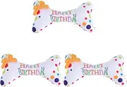 ABOOFAN 3pcs Plush Bones Dog Birthday Cake Puppy Squeaky Toys Birthday Dog Toy Dog Birthday Plush Squeaky Toys Squeaky Dog Interactive Toy Puppy chew Toy Happy Birthday pet
