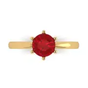 1Ct Round Cut Pink Tourmaline Gold Solitaire Engagement Promise Bridal Ring