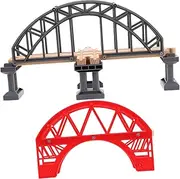 Educational Plaything Sturdy Wooden Train Track Accessories Bridge for Boys and Girls Railway Layout