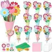 QOUBAI Flower Bouquet Craft Kits 24 Sets Make Your Own Large Floral Paper Card Making Kit for Kid Mother's Day Mom Birthday DIY Gift Teacher Appreciation Week Spring School Classroom Home Fun Activity