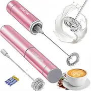 [VOMELON] Electric Milk Frother Handheld,Travel Coffee Drink Mixer Batteries Included, 304 Stainless Steel Whisk for latte Cappuccino,Bulletproof Coffee Hot Chocolate,Egg Rose Pink