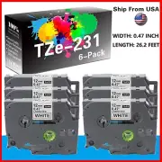 6PK P Touch Label Tape TZe231 Label Tape TZe-231 for PTD600 PTD400VP Laber Maker