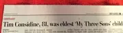 OBITUARY 1940 - 2022 TIM CONSIDINE MY THREE SONS ELDEST CHILD ACTOR