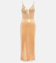 [David Koma] David Koma Sequined midi dress AU 14 beige