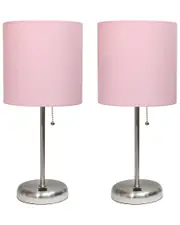 Lalia Home Stick Lamp With USB Charging Port And Fabric Shade 2pk Set