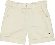 [Tommy Hilfiger] Girls' Lightweight Paperbag Waist Shorts with Embroidered Logo Belt