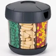 Mossime Supplement Pill Box with Extra Large 7 Compartments, TPU Soft Lid Easy Open Pill Organiser, One Month Travel Medication Organiser Storage Vitamin Holder, Medicine Container Pill Bottle (Grey)