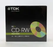 TDK CD-RW 10 Pack 700MB Rewritable Compact Discs High Speed 80 Minute New Sealed