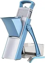Vegetable Chopper Adjustable Slices Potatoes Slicer for Cheese Potato Garlic Blue, 15x16x37cm