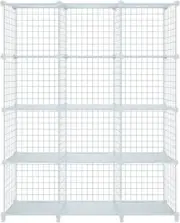 12 Cube Metal Wire Storage Grid Book Shelf Closet Organizer DIY Modular Shelving